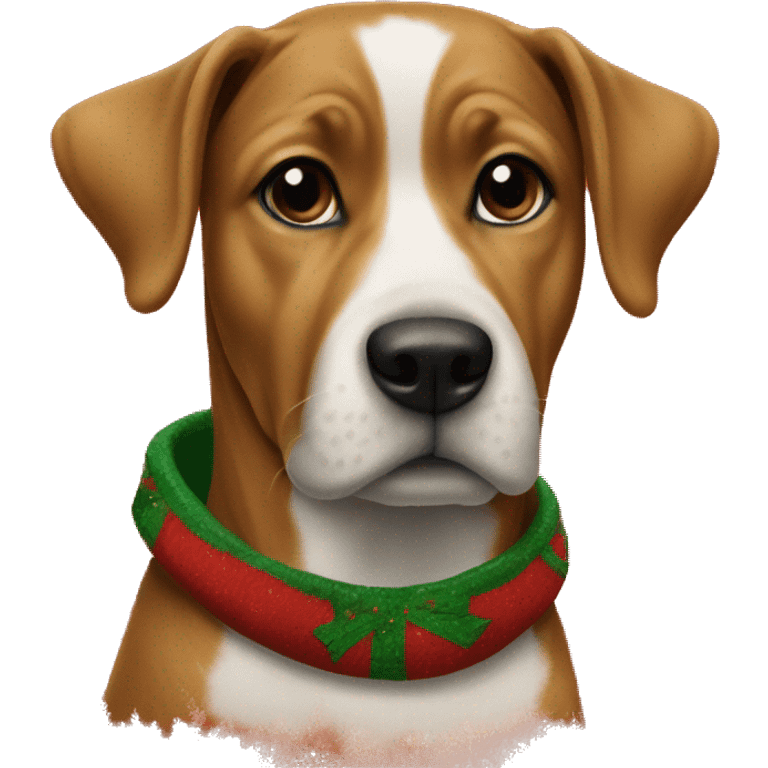 Dog wearing Christmas sweatshirt emoji