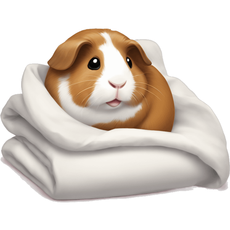 Guineapig cuddling a soft pillow blanket emoji