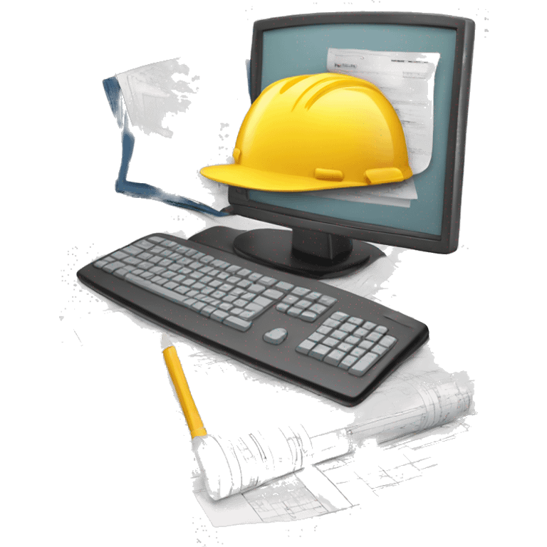 computer with construction documents and a budget for a building emoji