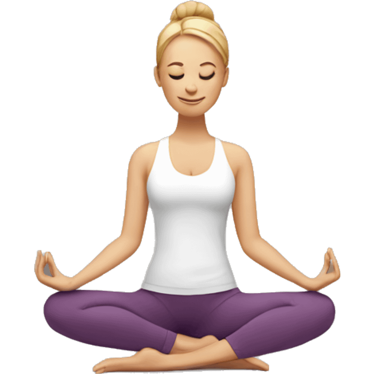 one white woman sitting in yoga pose emoji