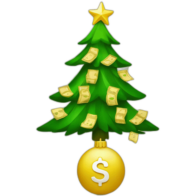 Christmas tree with money and star emoji