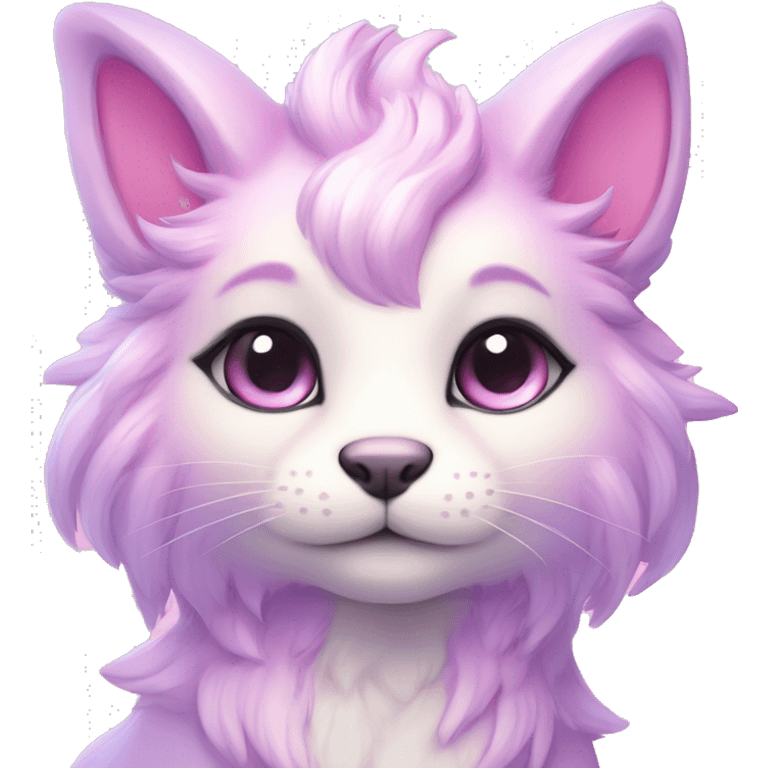 Kawaii colorful bright light pastel lilac-pink-white-gradient fantasy ethereal anthro fursona animal creature emoji