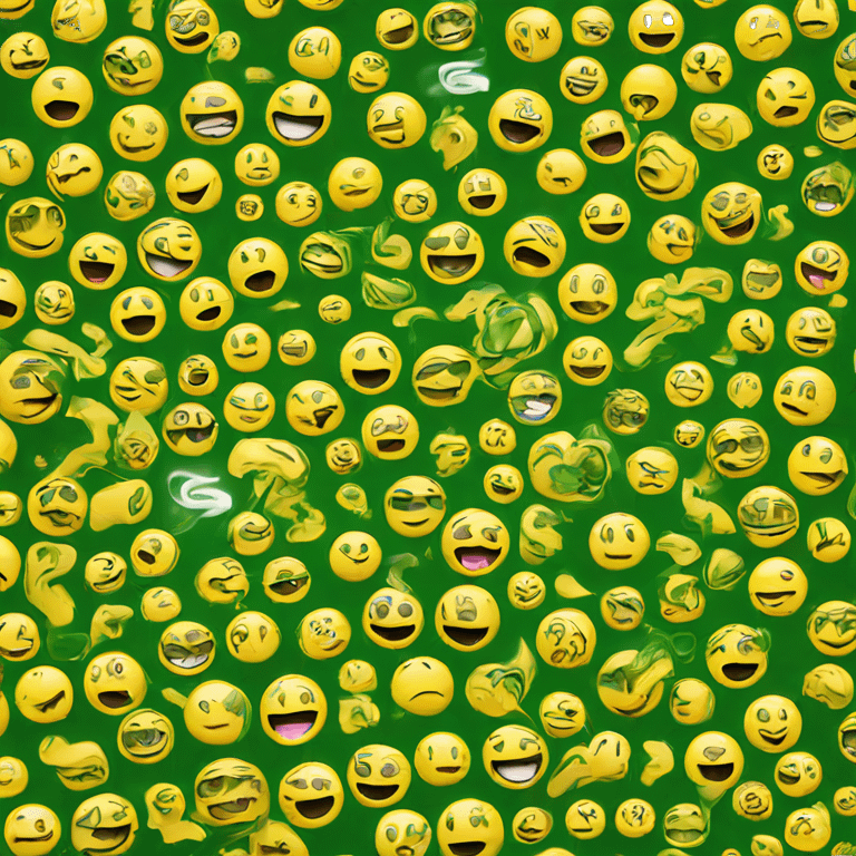 yellow smiley emoji smoking green emoji