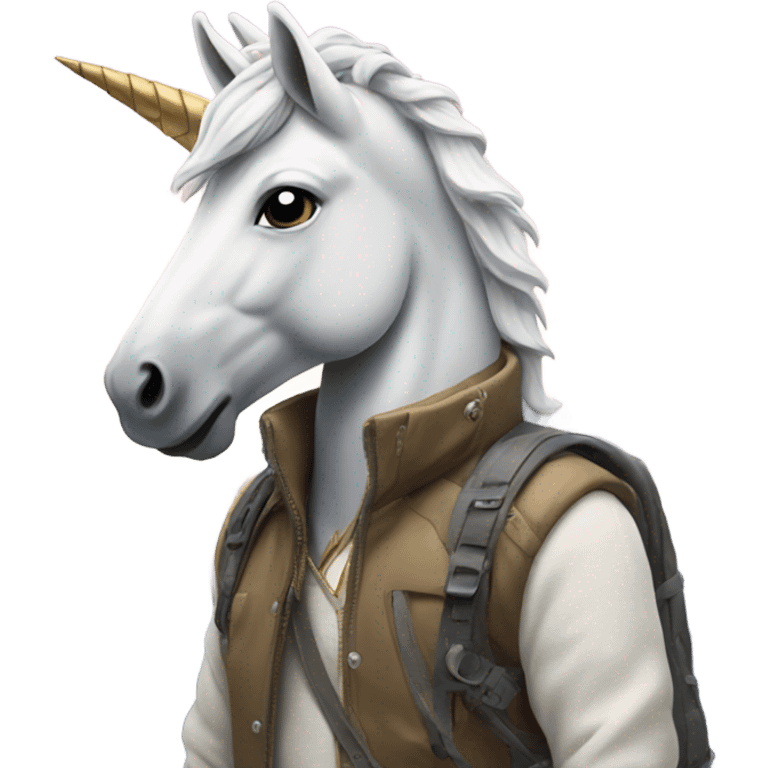 unicorn wearing a jacket on a mountain  emoji