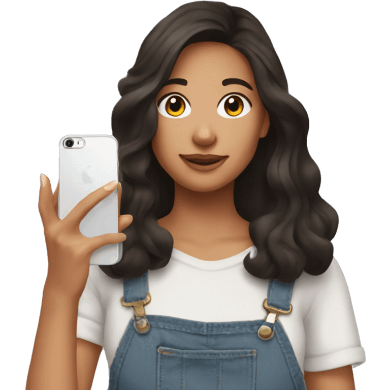 woman content creator iPhone taking photo brunette emoji