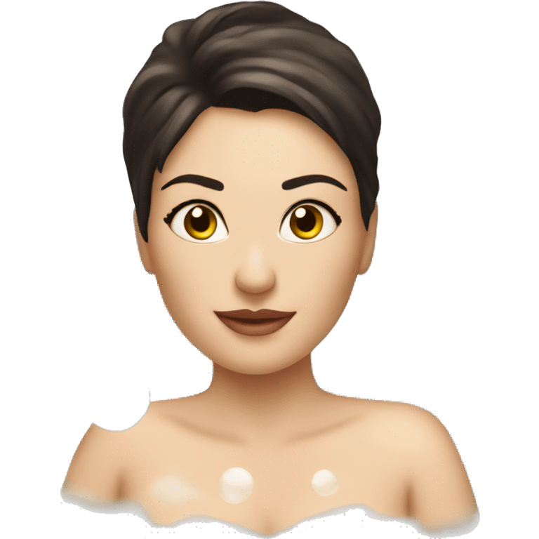 Brunette Woman taking a bubble bath in big bathtub emoji