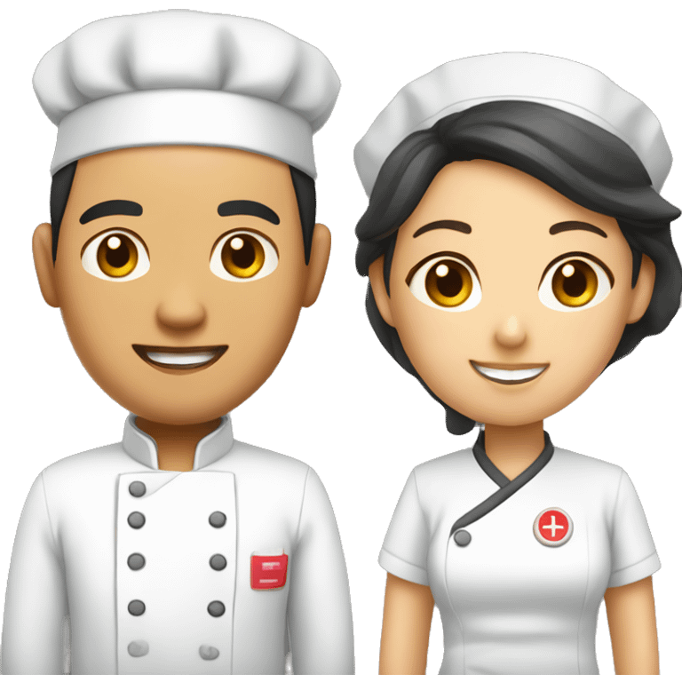 Asian couple: a male chef and a female nurse emoji