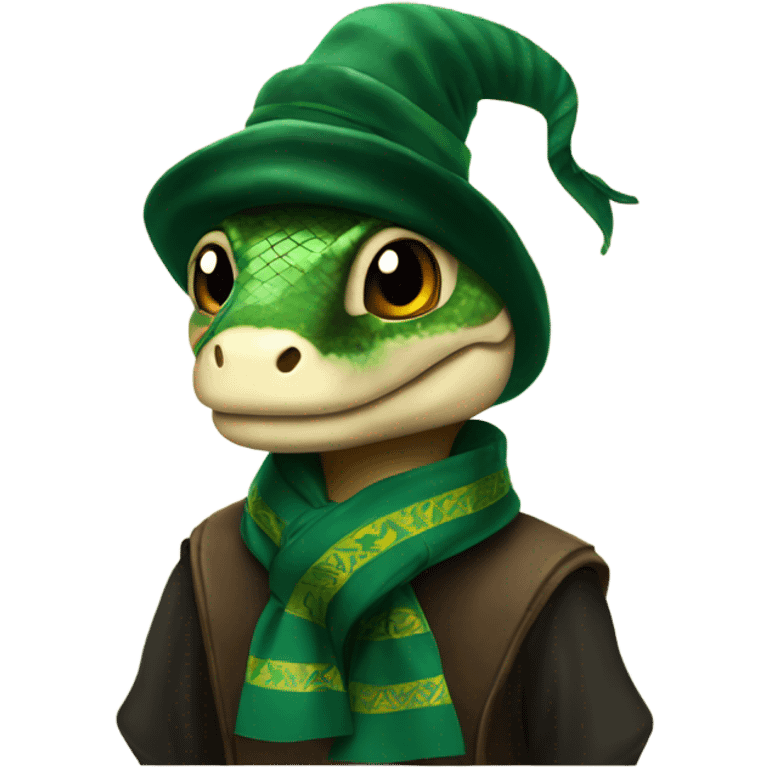 Snake wearing slytherin scarf and hat Hogwarts emoji