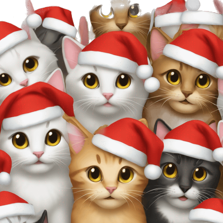 13 cats at a christmas party emoji