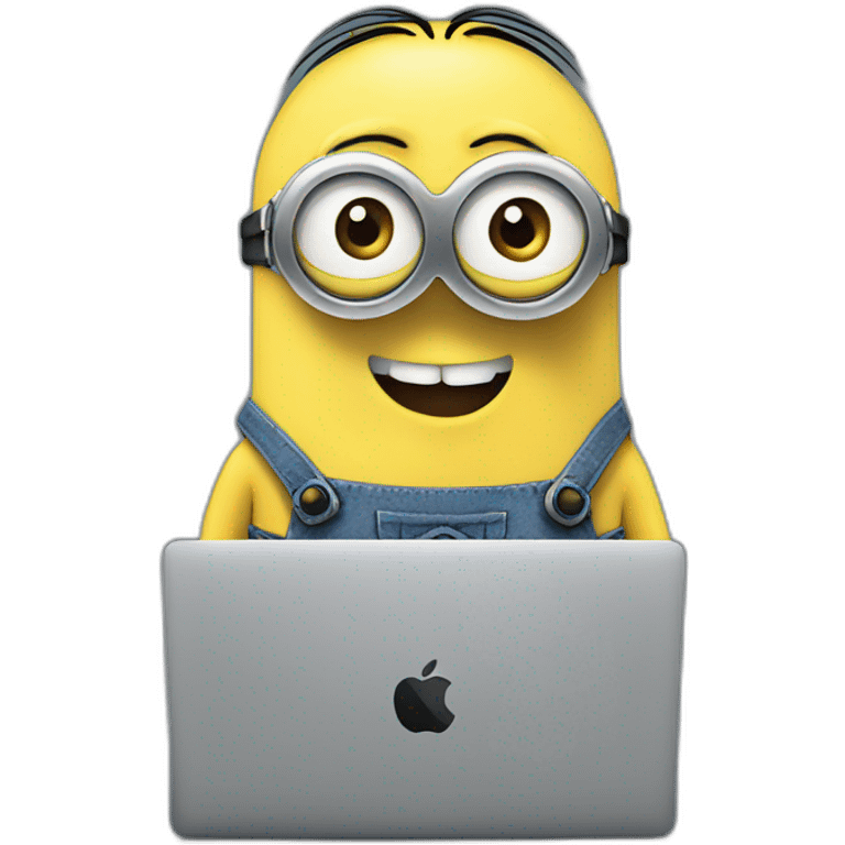 Minion playing on an MacBook emoji