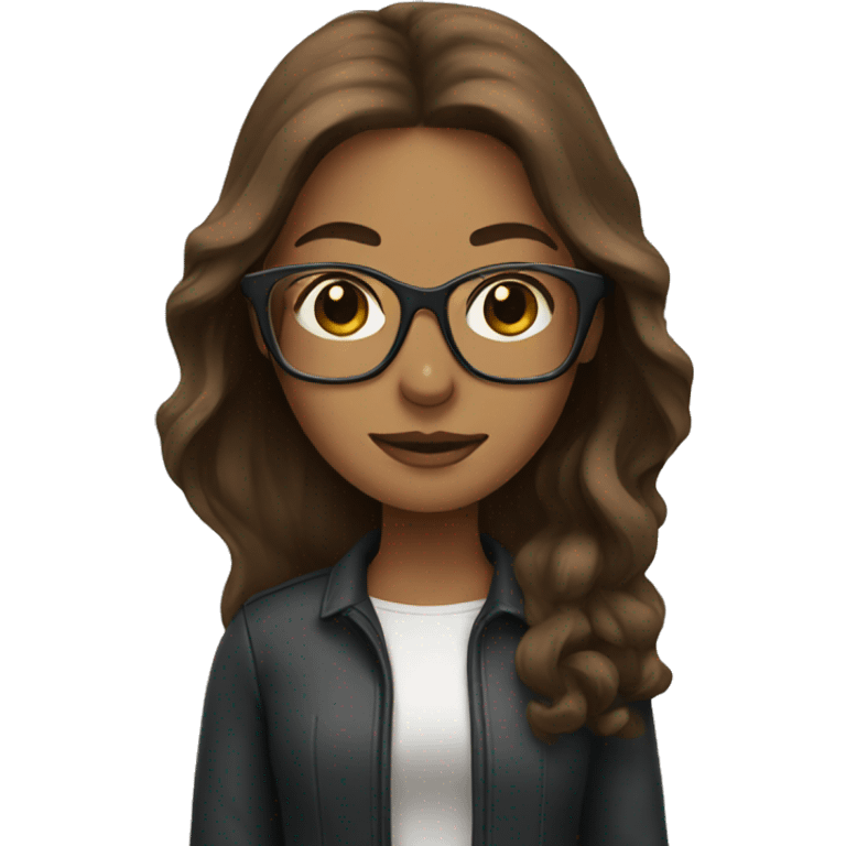 Woman with glasses and long brown hair  emoji