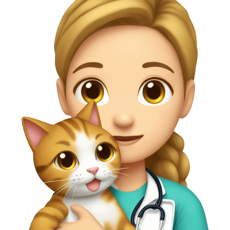 cat cuddles veterinarian girl emoji