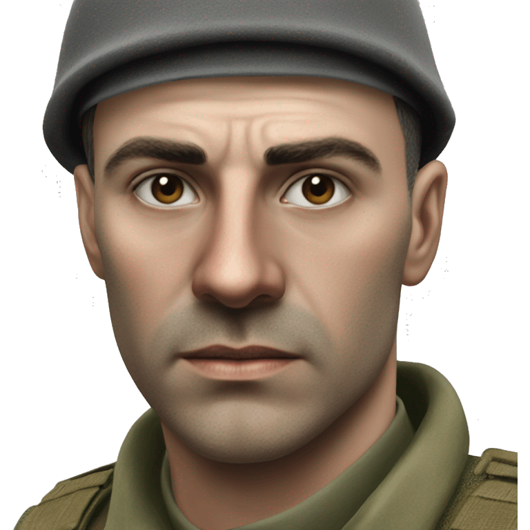 A serious Serbian resistance soldier 1990 photorealistic without helmet emoji