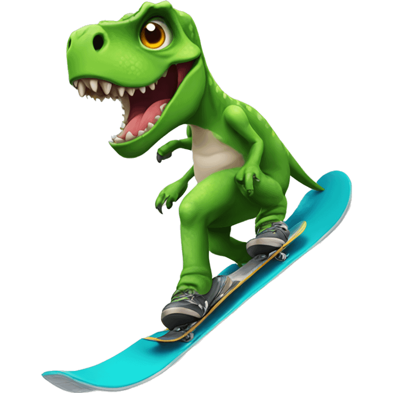 dinosaur snowboarding  emoji