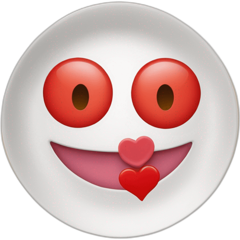 plate with a red heart with eyes drawn on it like “comme de garçons” emoji