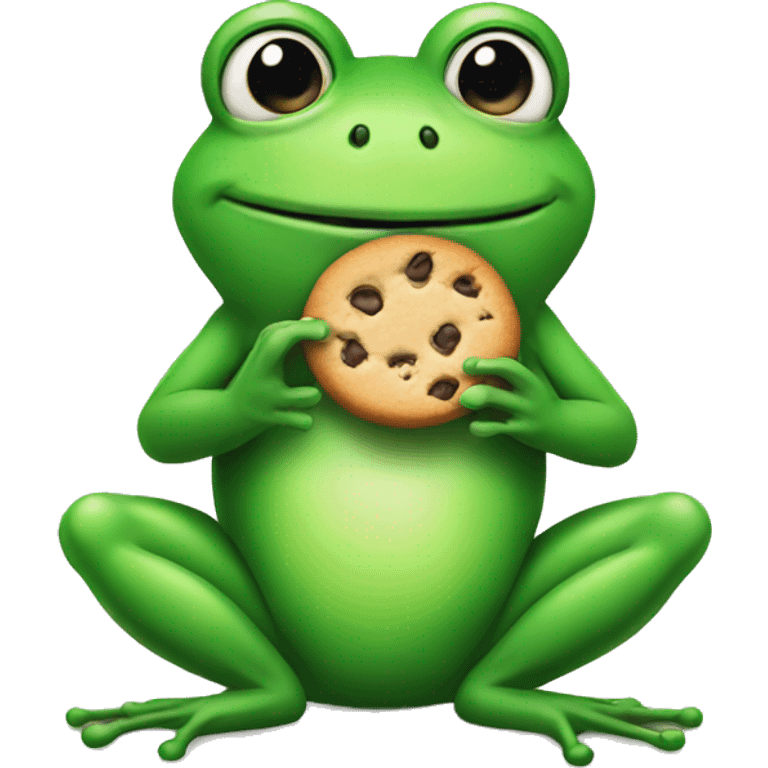 Frog holding a cookie emoji