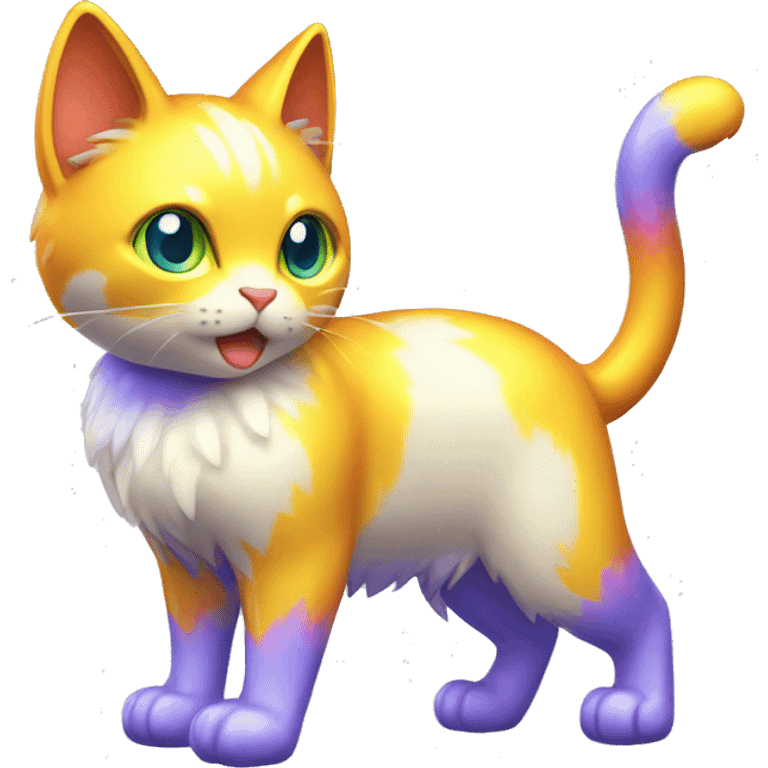 Shiny Colorful Electric-type Fakémon-Cat full body emoji