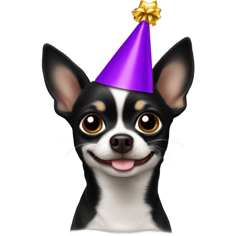 Black chihuahua party hat New Year’s Eve  emoji