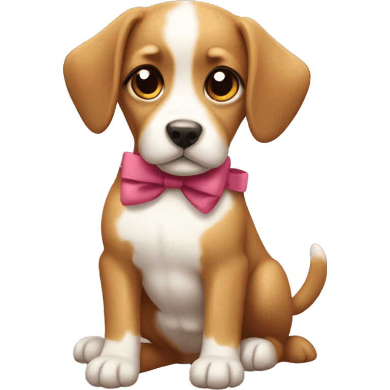 A cute doggy whit a bow emoji