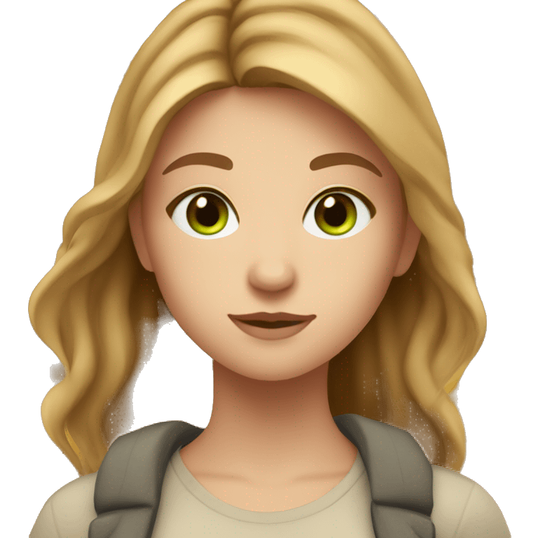 Create a girl with light brown hair, green eyes, fair skin, in an autumn atmosphere emoji