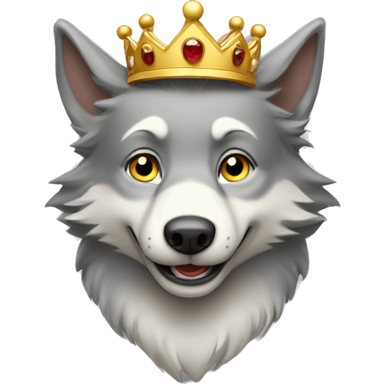 Young Happy male wolf with a crown  emoji