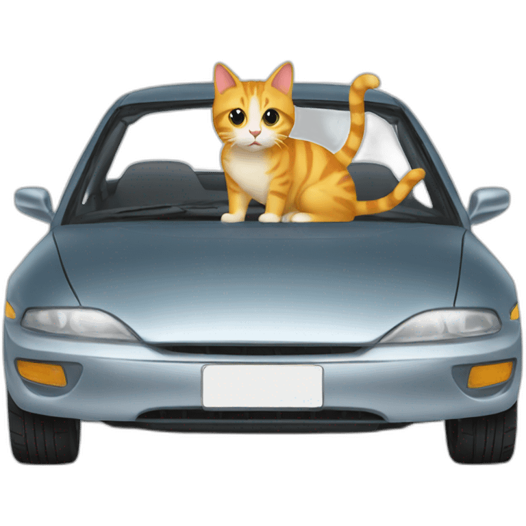 Car with cat emoji