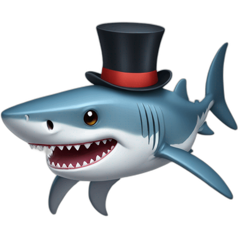 Shark with a top hat emoji