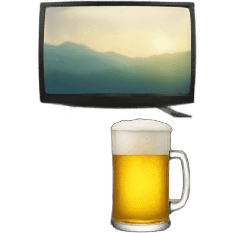 drinking beer with watching tv emoji