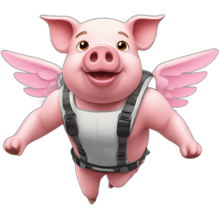 pig flying with jetpack emoji