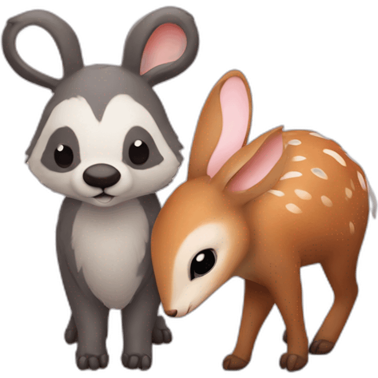 badger deer and bunny in love emoji