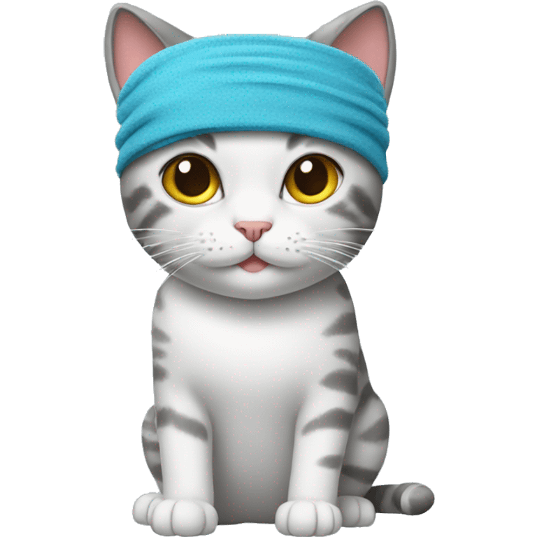 cat wearing a sweatband emoji