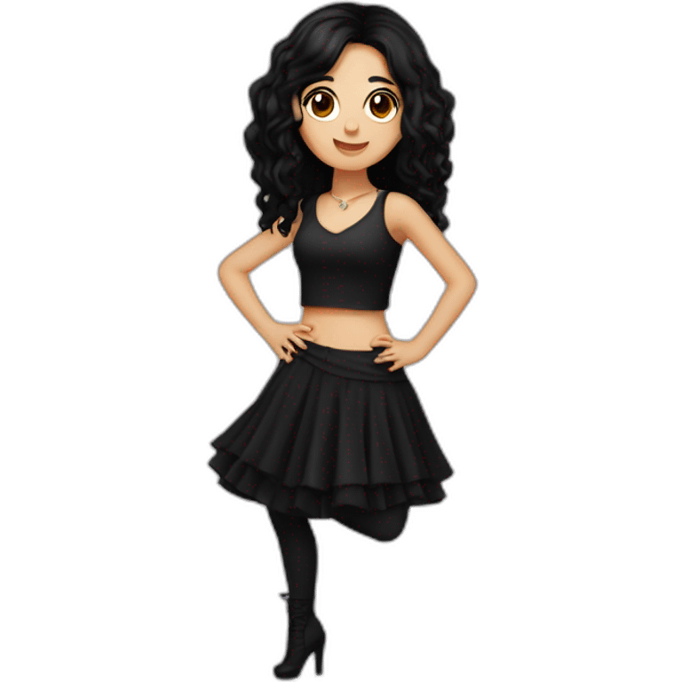 Latina-goth-girl-with-black-hair-and-brown-eyes--dancing emoji