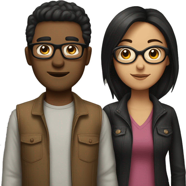 One couple who missed each other, the man have dark and short hair and glasses and the woman have long and black hair too with glasses  emoji