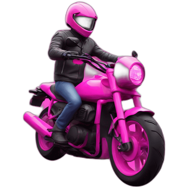 Homme sur moto rose fluo emoji