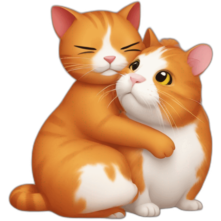 red cat hugs guinea pig emoji