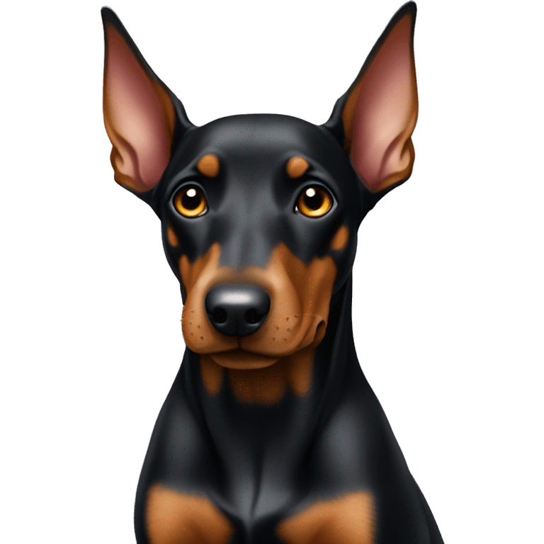 Small miniature Doberman with cropped ears emoji