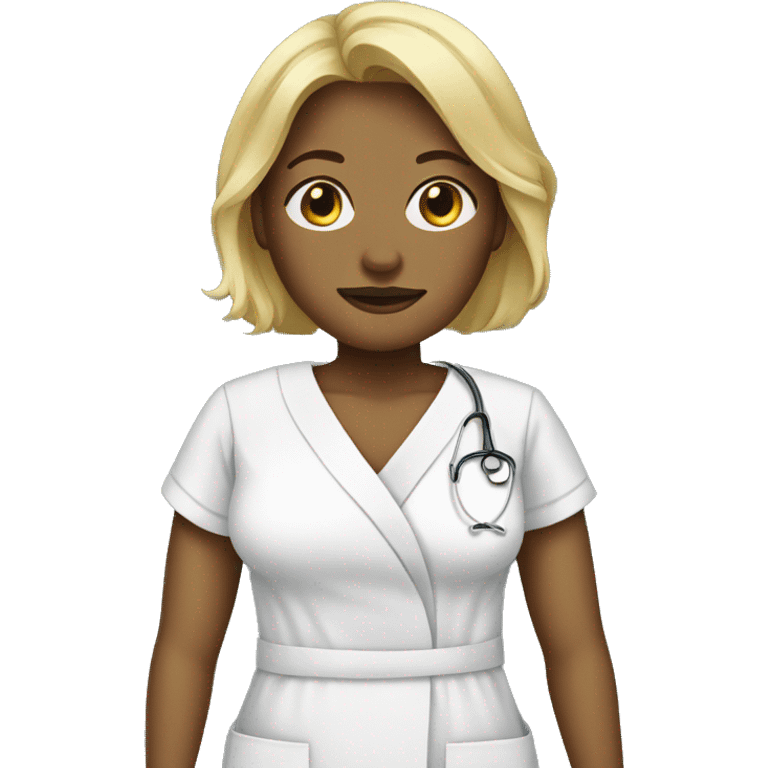 Woman in hospital gown with blonde hair emoji