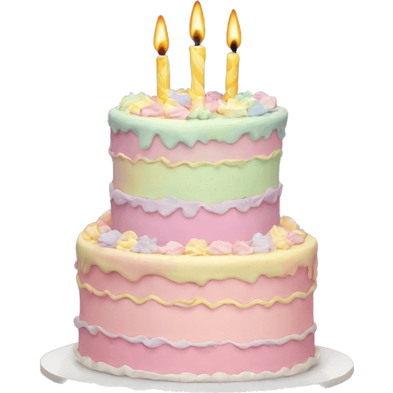 3 tier pastel birthday cake emoji