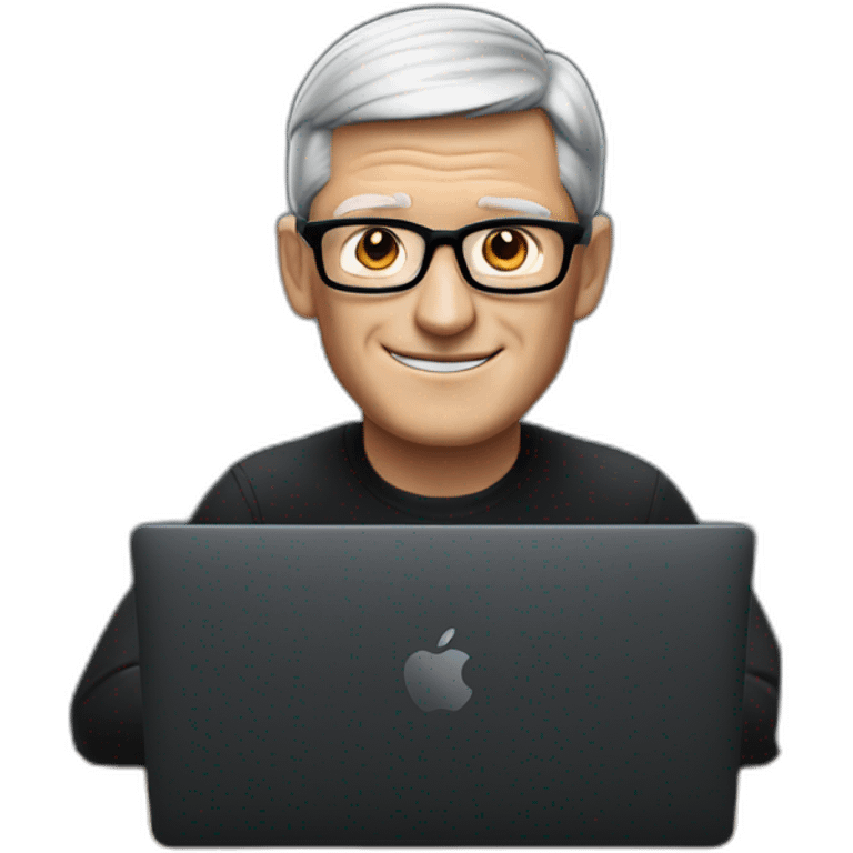 tim cook with black macbook pro on desk emoji