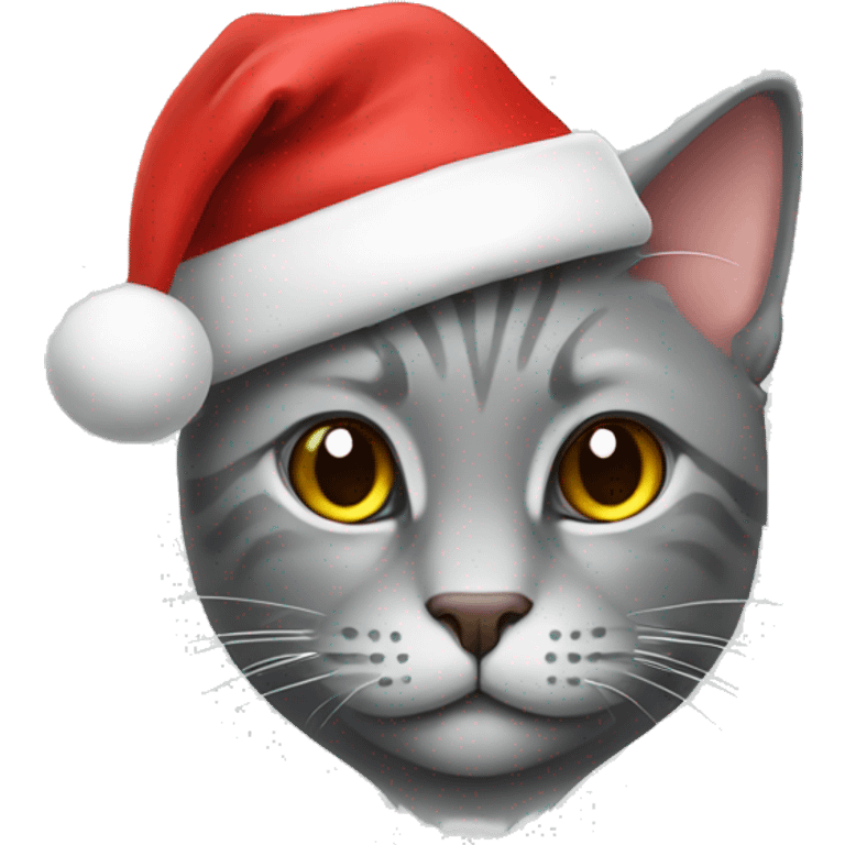 Grey cat Santa hat emoji