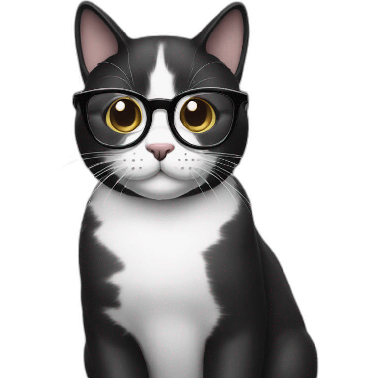 Black and white cat with glasses  emoji