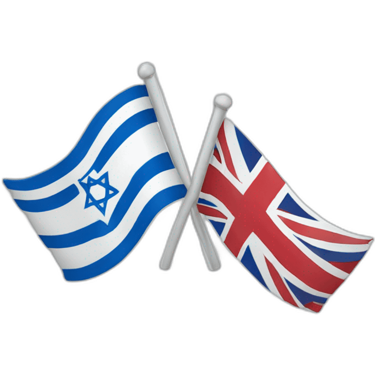 flag of israel and flag of England, waving together emoji