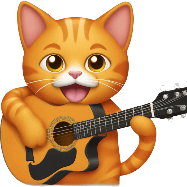 orange cat playing the guitar  emoji