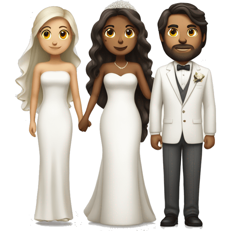 Thick bride with long hair and tan groom with white suit and brown hair emoji