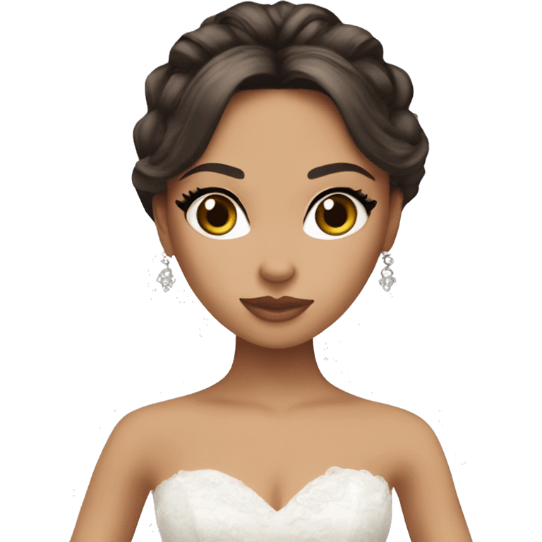 Bratz, bride, brunette hair, olive skin, hazel almond cat eyes emoji