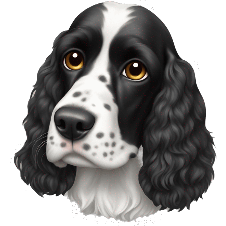 black and white english cocker spaniel with nose spots  emoji