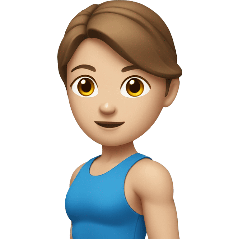 Sport exercise one white girl with brown hair in blue costume  emoji