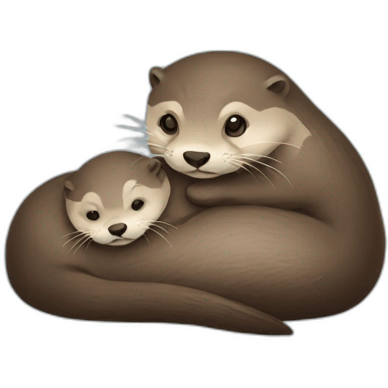 Mother otter with a baby lying on her stomach emoji