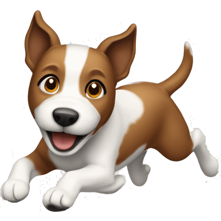 Brown white Terrier dog running  emoji