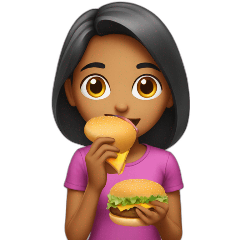 Indian Girl eating burger emoji